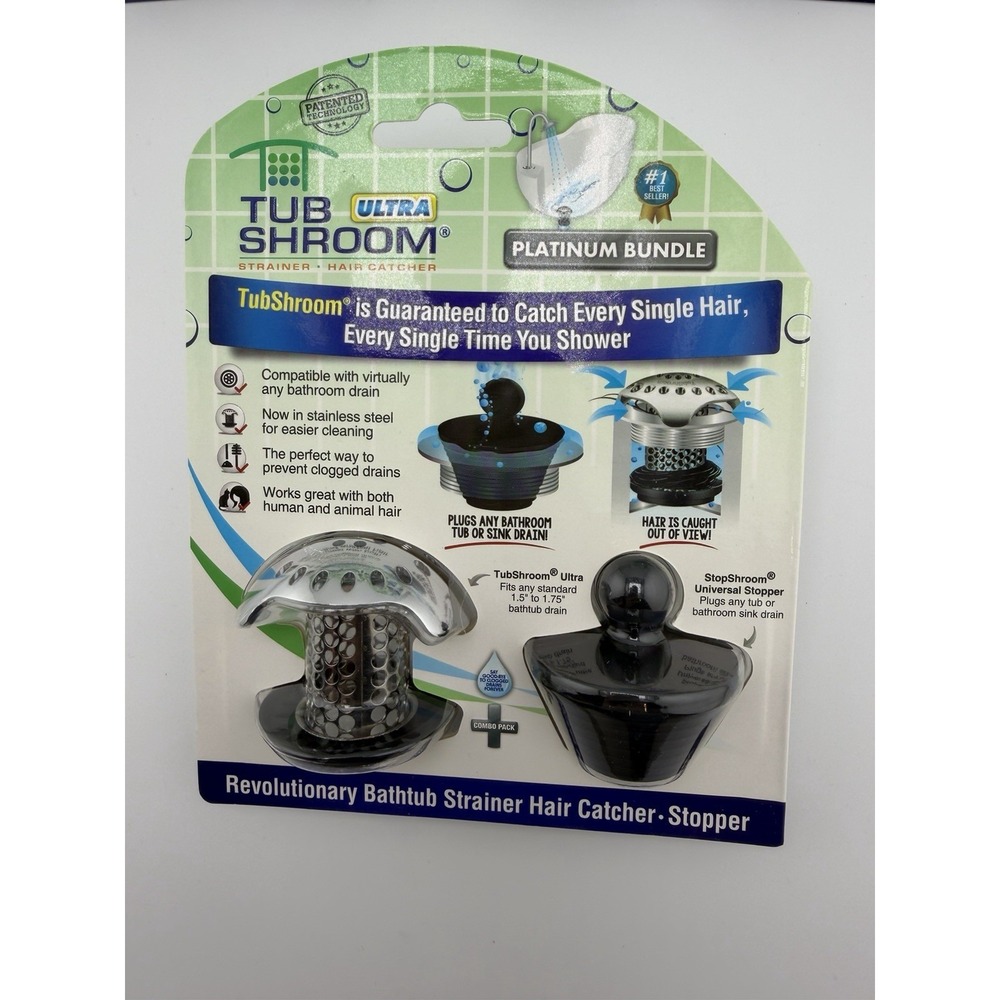 Tubshroom Ultra Revolutionary Bath Tub Drain Protector Hair Stainless  6 Pack - Picture 2 of 5